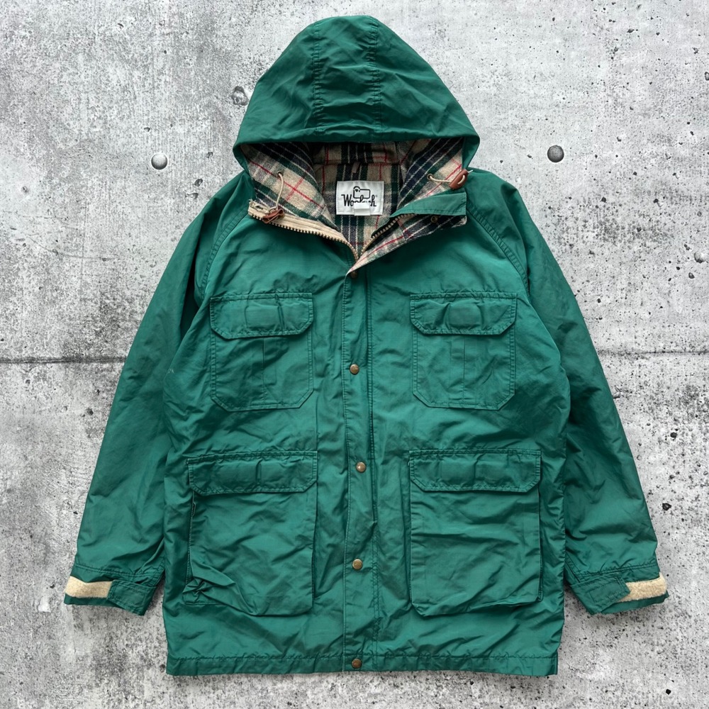 Vintage Woolrich Jacket Mens Large Green Plaid Wool Lined Hooded Mountain Parka